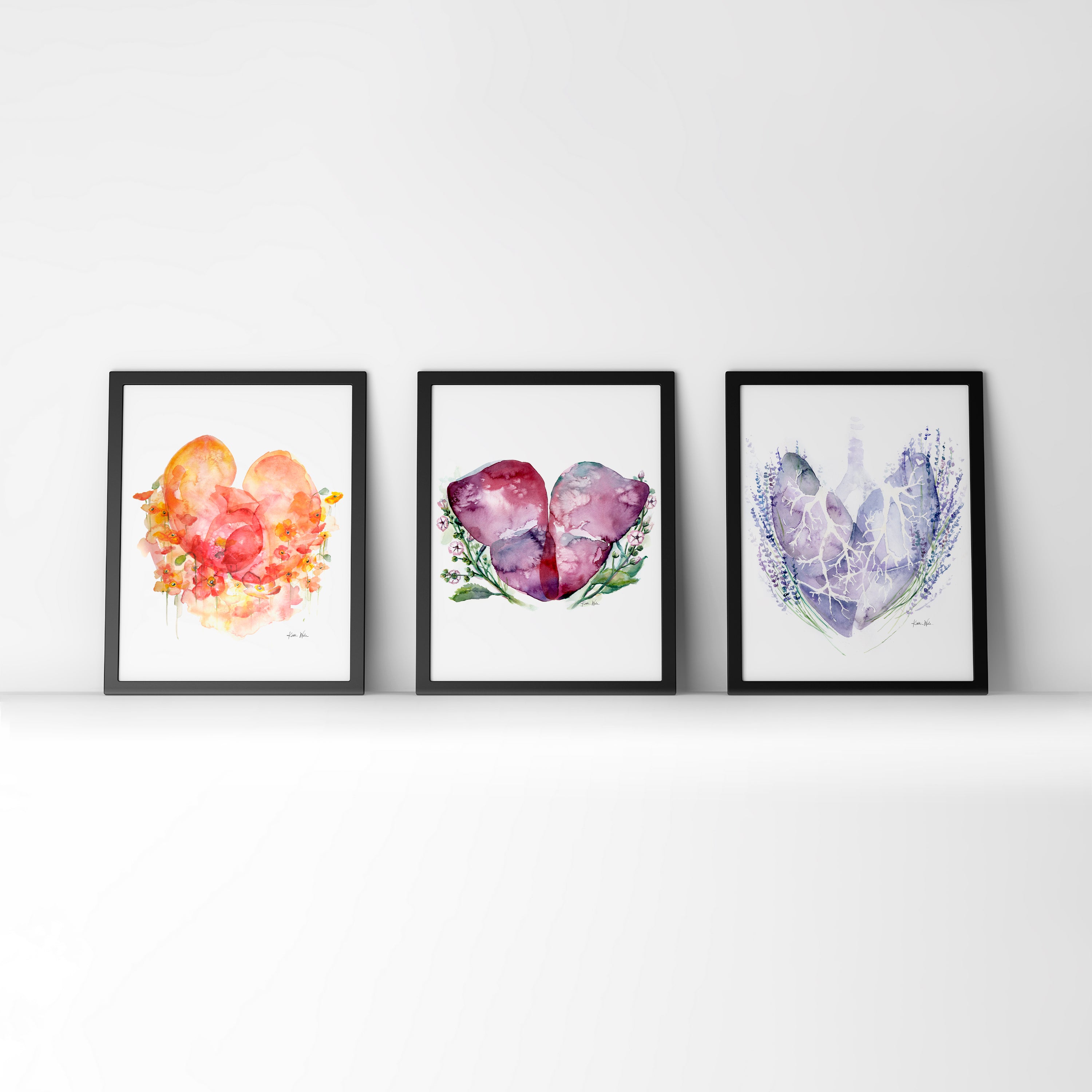 Organ Love Watercolor Print Set