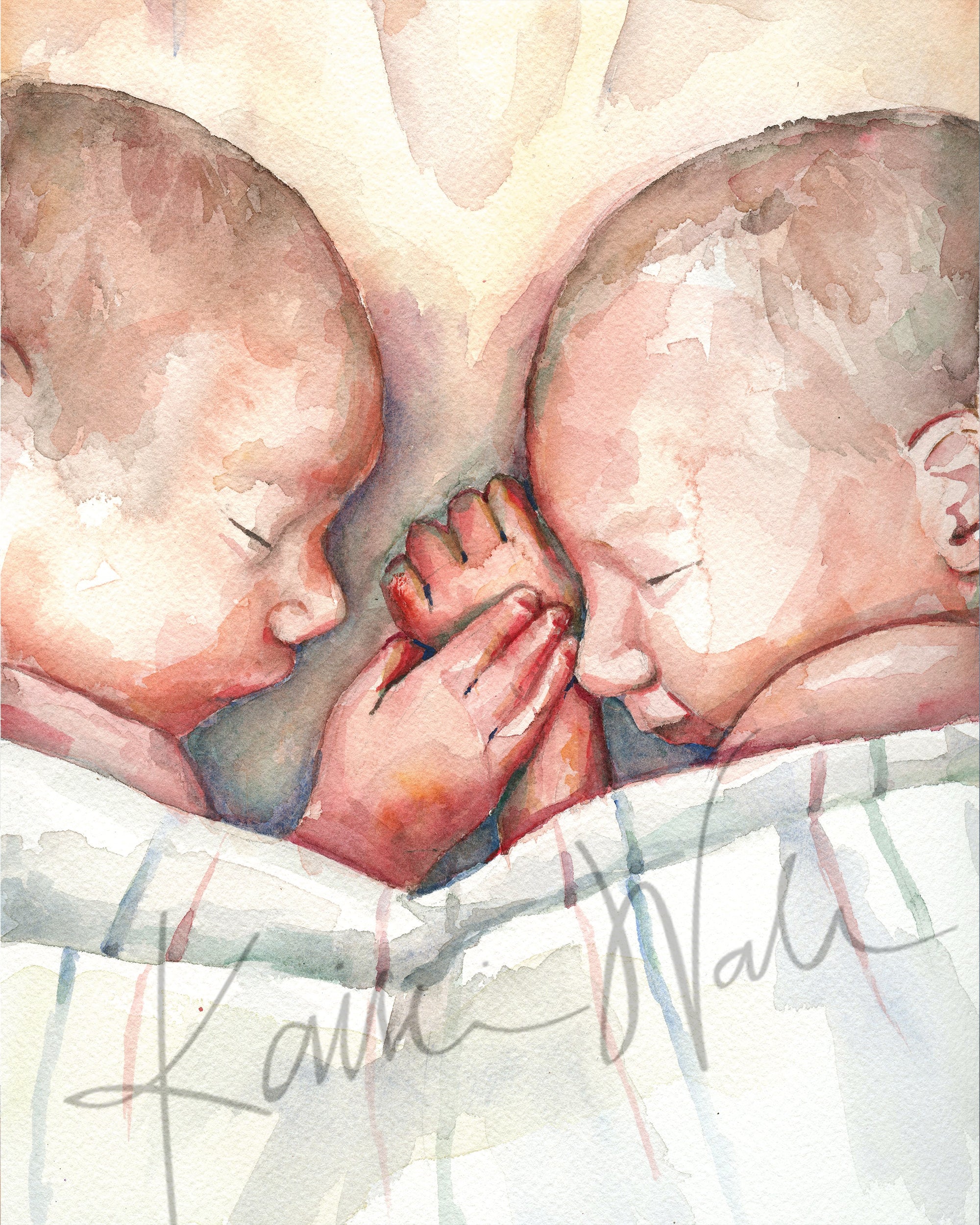 Twins Watercolor Print