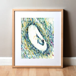 Framed watercolor painting of an IVF ultrasound.