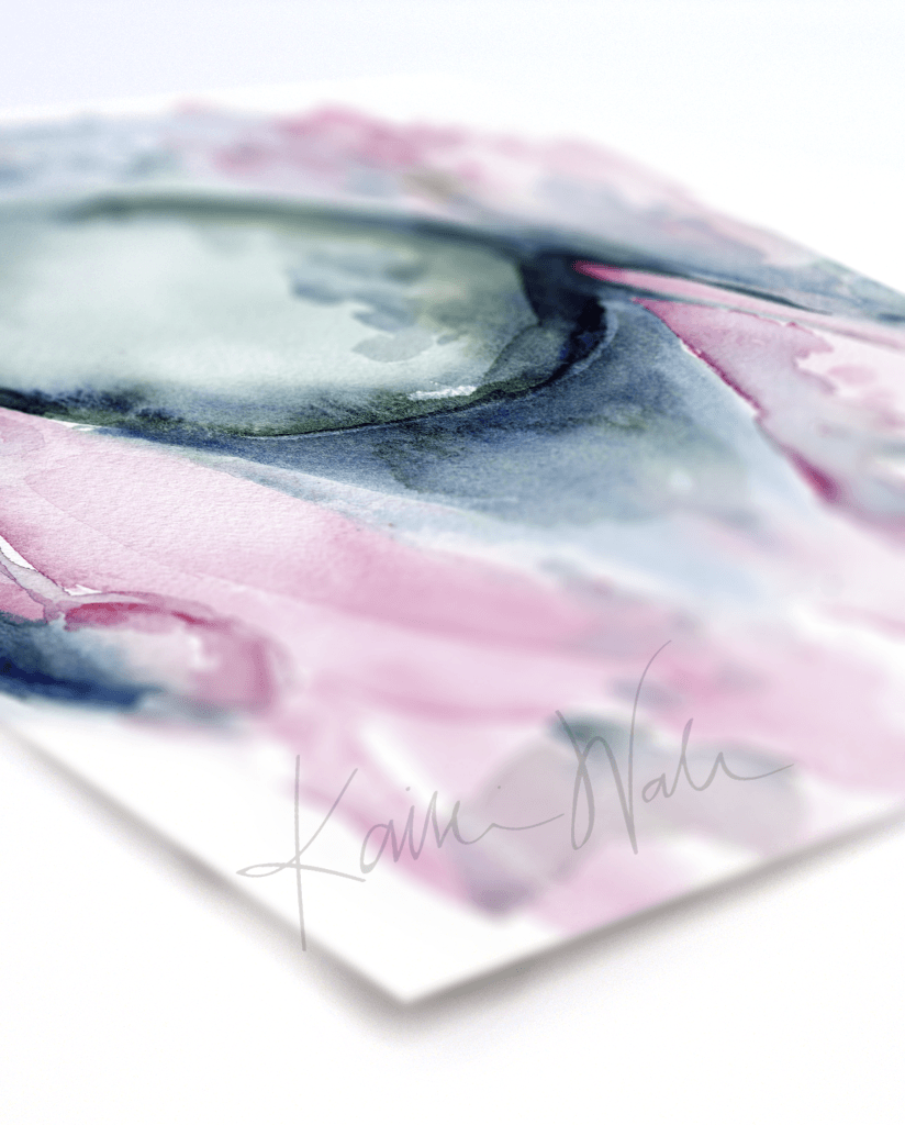 Abstract Uterus In Navy And Pink Watercolor Print
