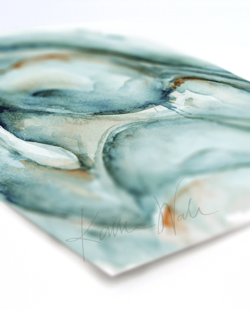 Abstract Uterus In Teal Watercolor Print