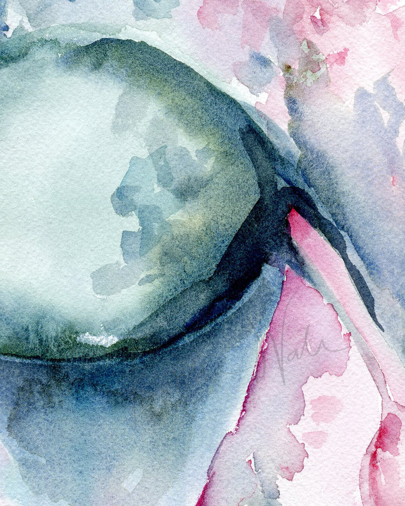 Abstract Uterus In Navy And Pink Watercolor Print