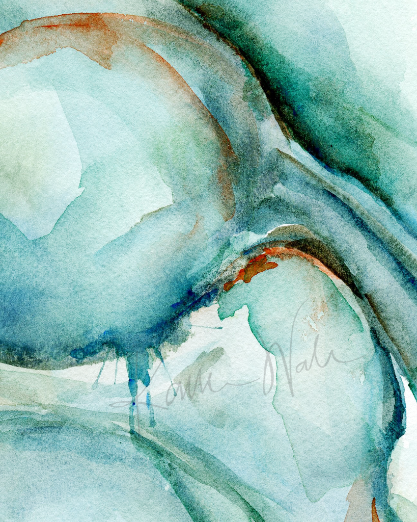 Abstract Uterus In Teal Watercolor Print