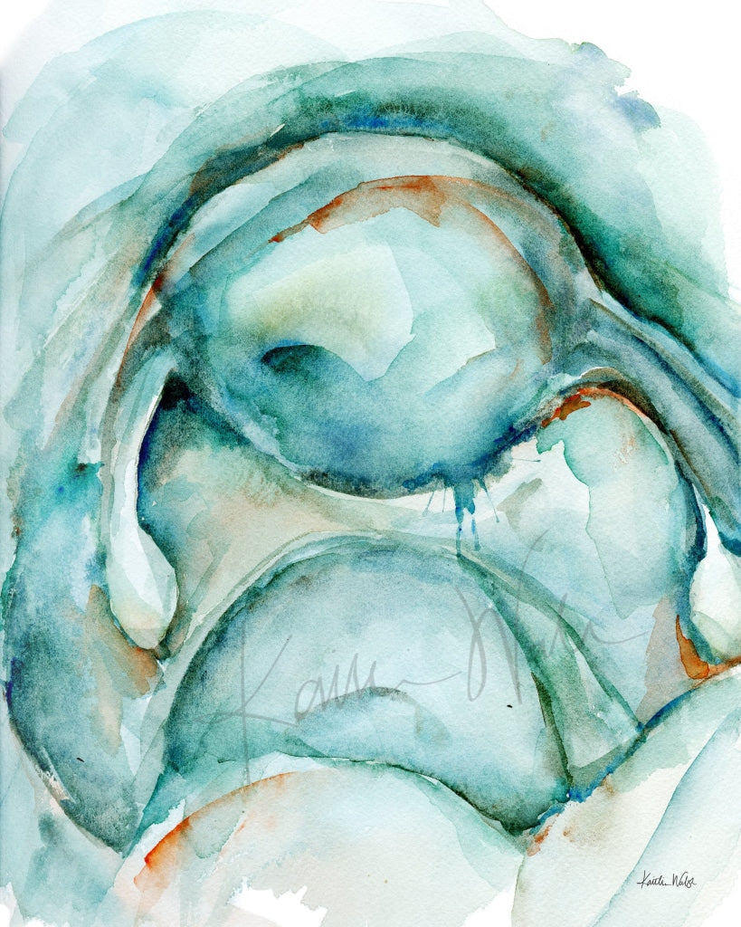 Abstract Uterus In Teal Watercolor Print
