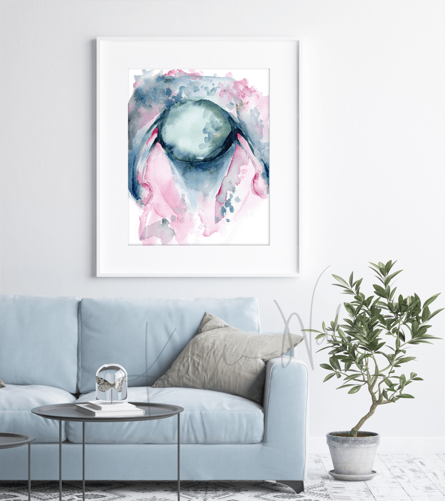 Abstract Uterus In Navy And Pink Watercolor Print