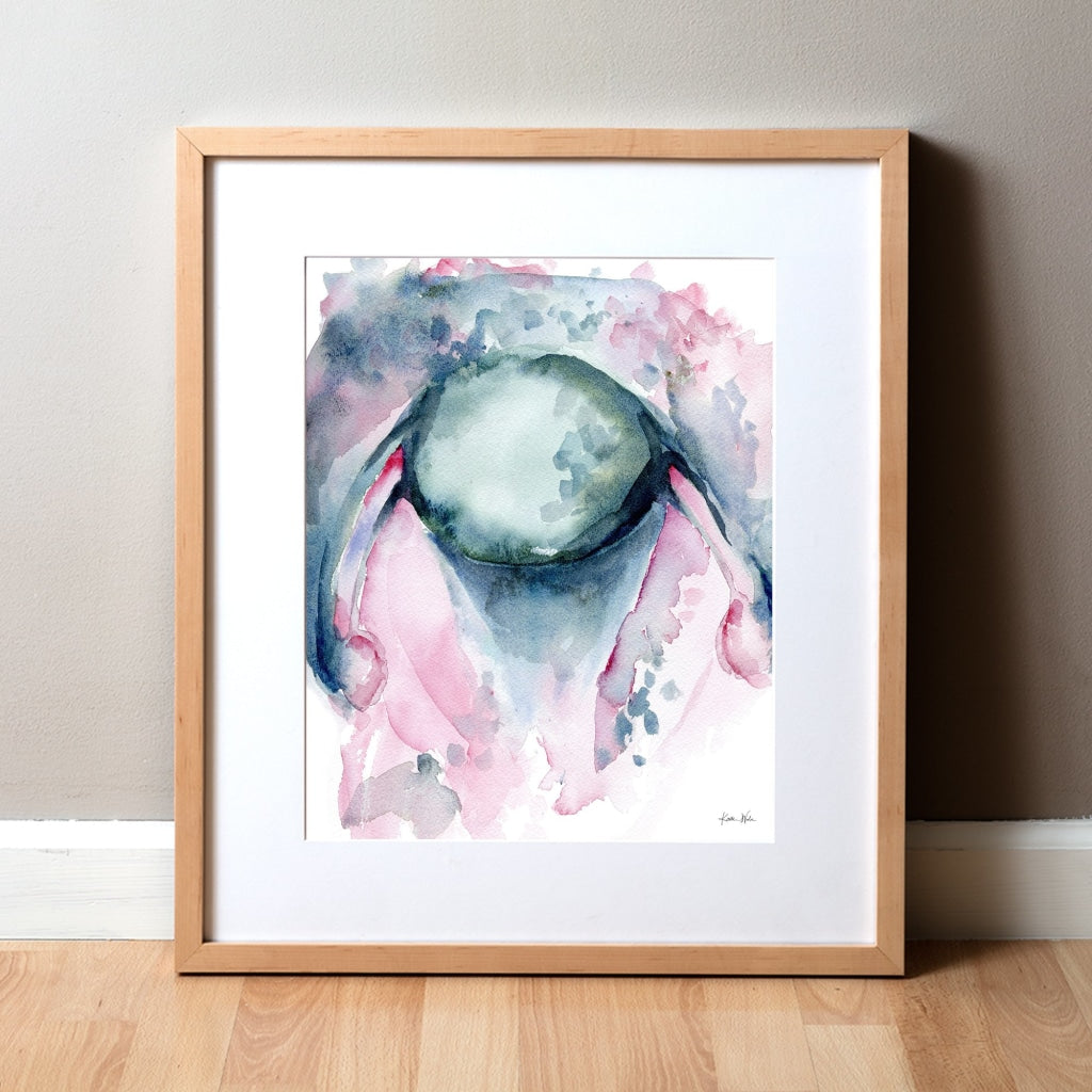 Abstract Uterus In Navy And Pink Watercolor Print