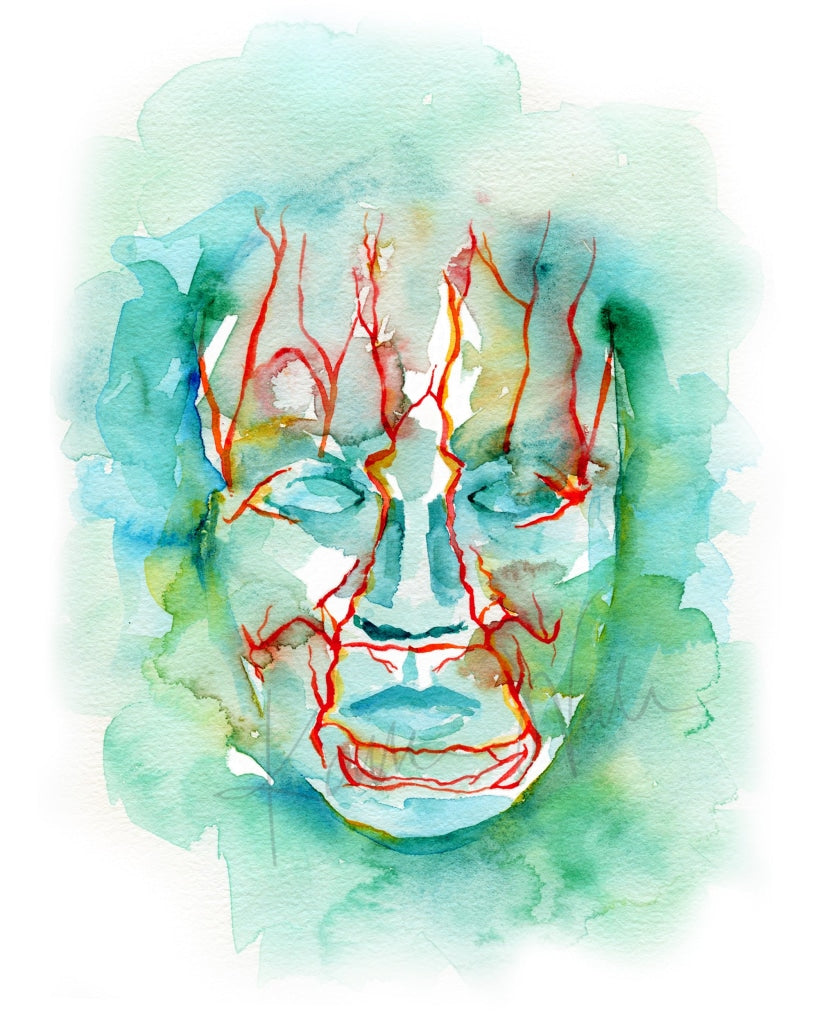 Facial Vasculature Watercolor Print