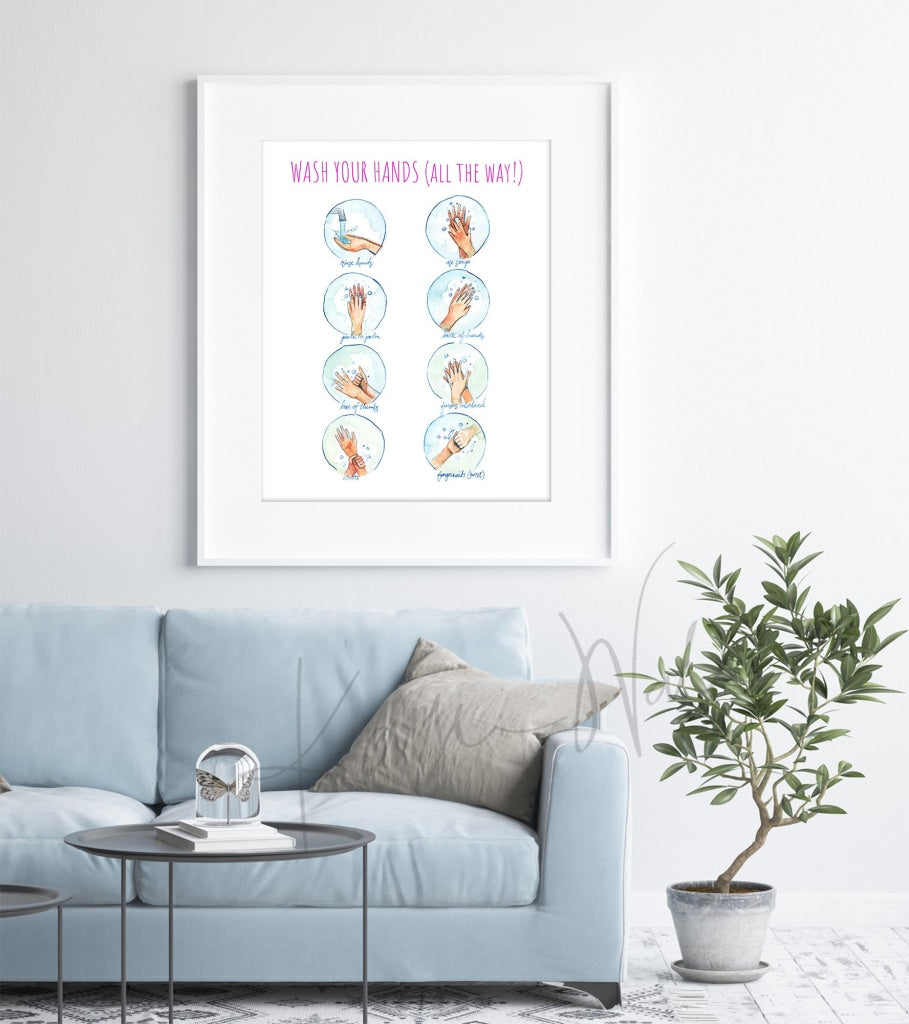 Wash Your Hands (All The Way) Poster Watercolor Print