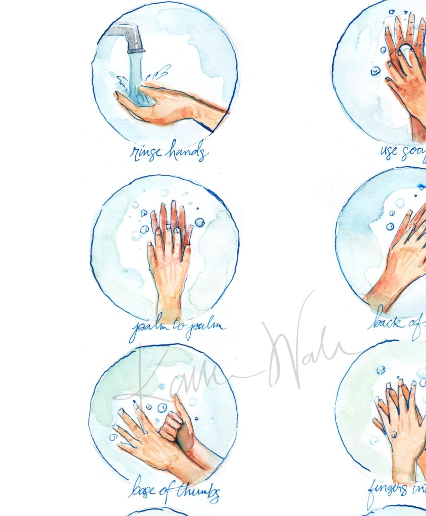 Wash Your Hands (All The Way) Poster Watercolor Print