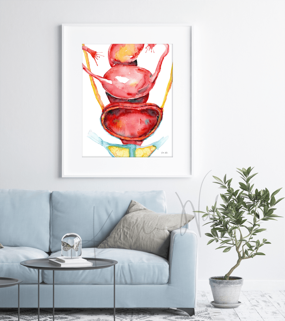 Female Pelvic Anatomy Stack Watercolor Print