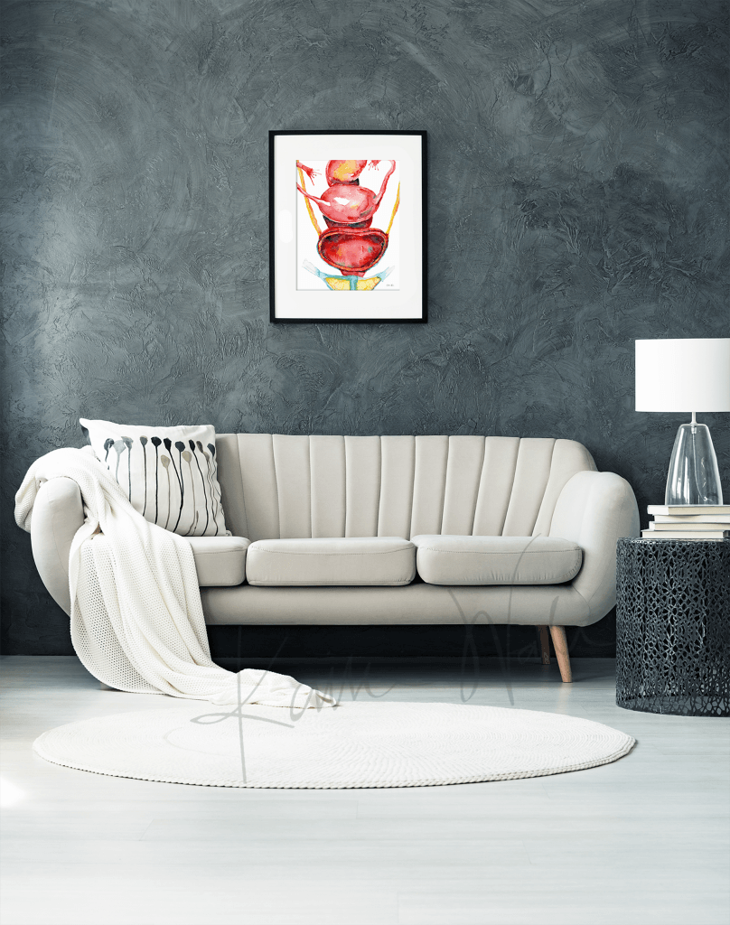 Female Pelvic Anatomy Stack Watercolor Print